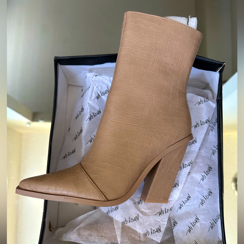Tan Croc leather boots